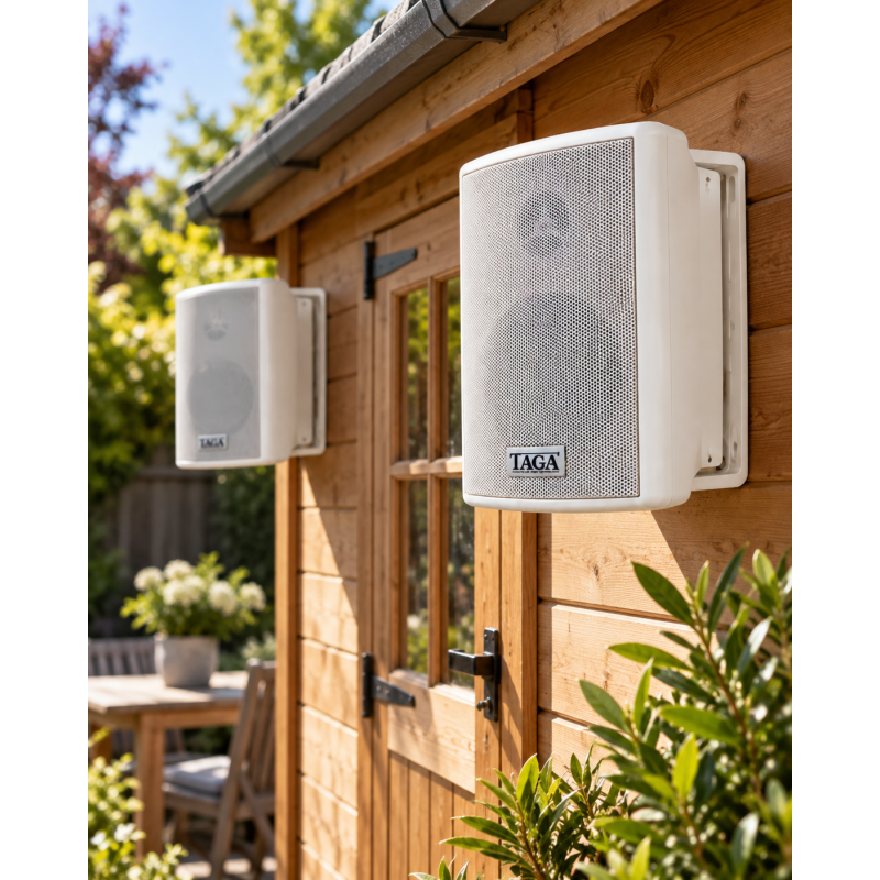 Lautsprecher weiß, wetterfest – Indoor/Outdoor,1 Paar, TAGA TOS-215, NEU