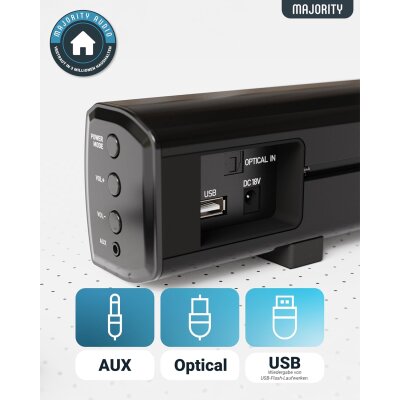 TV Mini Soundbar,Lautsprecher für Monitore,12V,Majority Bowfell, GEPRÜFT WIE NEU