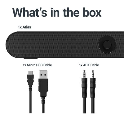 Soundbar, Akku Powerbank, USB-Interface, Kartenleser, BT, Majority Atlas,GEPRÜFT