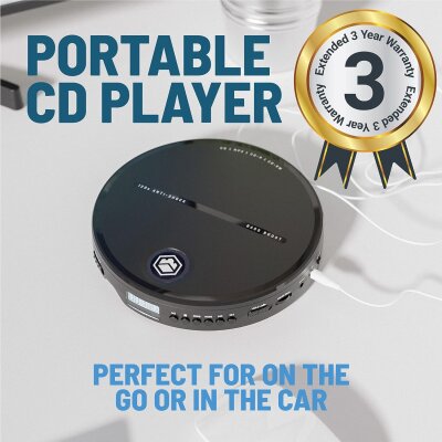 Discman, Tragbarer CD-Player, AUX, Anti-Shock, schwarz, Oakcastle CD10, WIE NEU