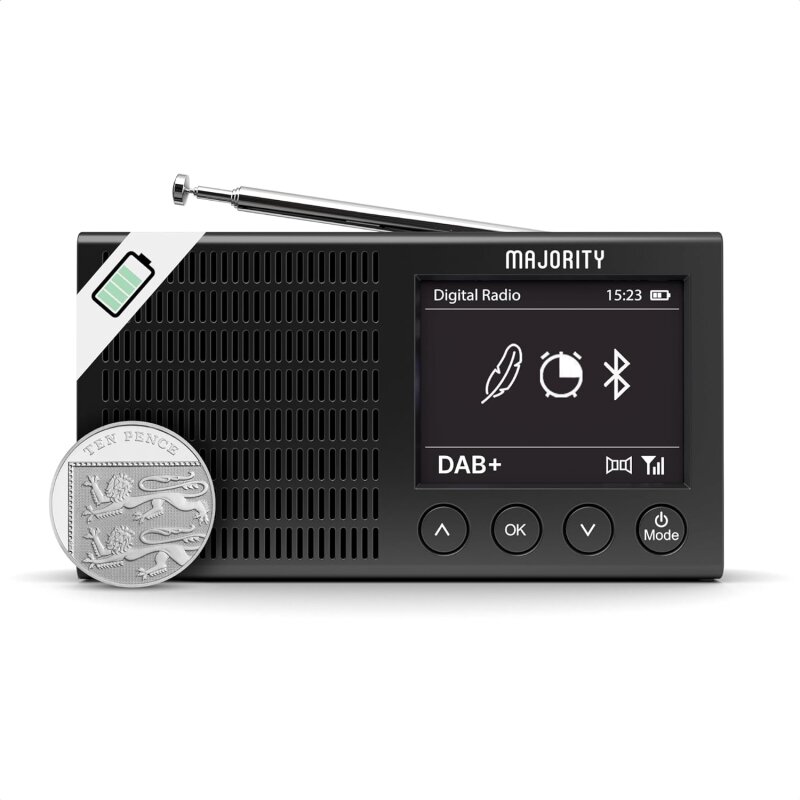Akkuradio DAB+ UKW, BT, Farbdisplay, Kopfhörer, Majority Eddington,GEPRÜFT GUT