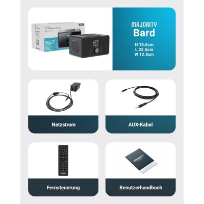 WLAN Internet-Radio, Küchenradio,DAB, BT,2.1, Majority Bard,schwarz,GEPRÜFT- GUT