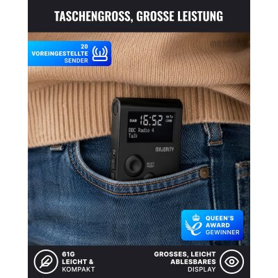 Taschenradio, DAB+ UKW Radio, Sportclip,Majority Petersfield Go, GEPRÜFT - GUT