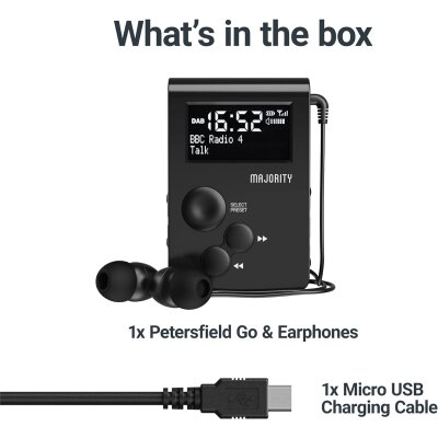 DAB Taschenradio,Sportclip,Kopfh.,Akku,Majority Petersfield Go,GEPRÜFT - WIE NEU