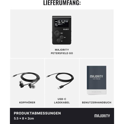 Taschenradio, DAB+ UKW Radio,Sportclip,Majority Petersfield Go,GEPRÜFT - WIE NEU