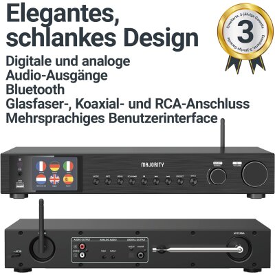 DAB+ Stereo-Radio mit Bluetooth, USB-MP3, Fitzwilliam 3, Majority, GEPRÜFT - GUT
