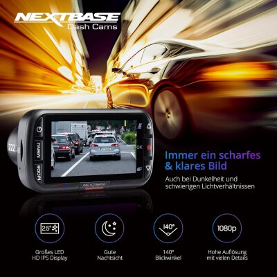 1080p Front/Rear Dash-Cam, Parking-Modus ,Nextbase NBDVR222XRWC GEPRÜFT