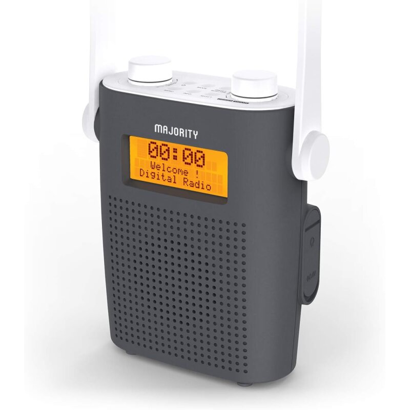 Duschradio DAB+, BT, wasserdicht, Außenradio, Majority Eversden, Grau, GEPRÜFT