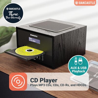 CD-Player Radio DAB+/FM, Bluetooth, USB/AUX-In, Dual-Alarm – Oakcastle DAB400, WIE NEU