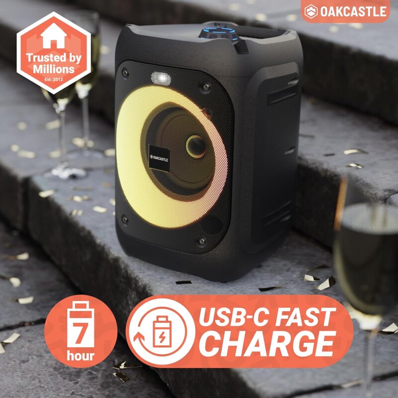 Bluetooth Karaokebox für Kinder, Licht, Mikrofon, Oakcastle PS100 GEPRÜFT