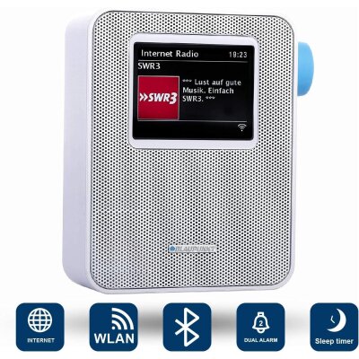 Steckdosenradio Internetradio, UKW, Bluetooth, WLAN, Farbdisplay Weiß, Blaupunkt PIB 100, NEU
