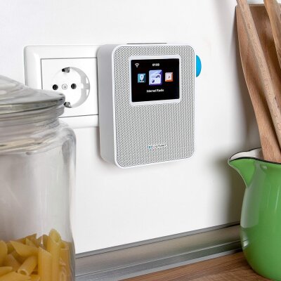 Steckdosenradio Internetradio, UKW, Bluetooth, WLAN, Farbdisplay Weiß, Blaupunkt PIB 100, NEU