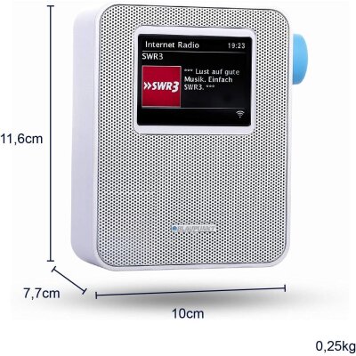 Steckdosenradio Internetradio, UKW, Bluetooth, WLAN, Farbdisplay Weiß, Blaupunkt PIB 100, NEU
