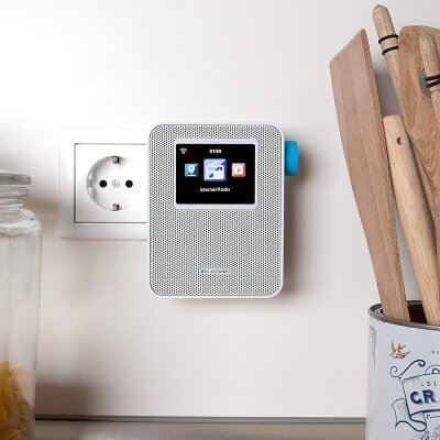 Steckdosenradio Internetradio, UKW, Bluetooth, WLAN, Farbdisplay Weiß, Blaupunkt PIB 100, NEU