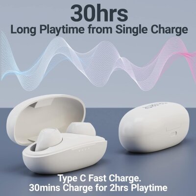 Earbuds, In-Ear BT 5.3, 30Std. Akku, weiß, Majority True-Wireless, GEPRÜFT