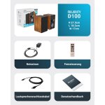 Aktiv Regallautsprecher BT, AUX,USB,HDMI,opt.,Braun,1 Paar,MAJORITY D100, GEPRÜFT