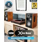 Aktiv Regallautsprecher BT, AUX,USB,HDMI,opt.,Braun,1 Paar,MAJORITY D100, GEPRÜFT