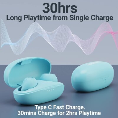 Earbuds, In-Ear BT 5.3, 30?Std. Akku, blau, Majority...