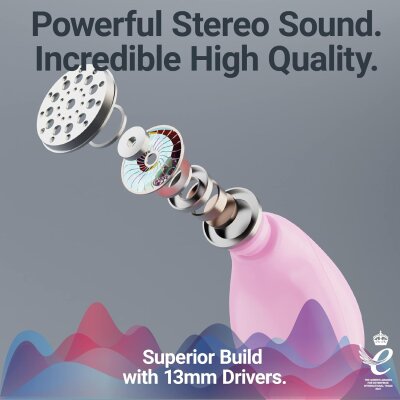 MAJORITY TRU Bio TWS True Wireless Earbuds I Pink | 30 Stunden Spielzeit I Bluetooth Kopfhörer 5.3 I Leistungsstarker Stereo-Sound I Einfache Steuerung, Schnellladung, RETOURE
