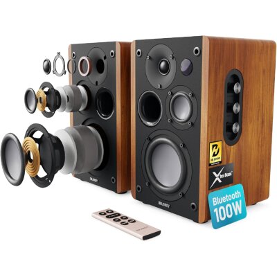 Aktiv Regallautsprecher BT, AUX,USB,HDMI,Braun,1...