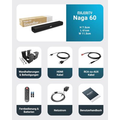 TV Soundbar + Integrierter Sub, BT 5.0, HDMI ARC,...