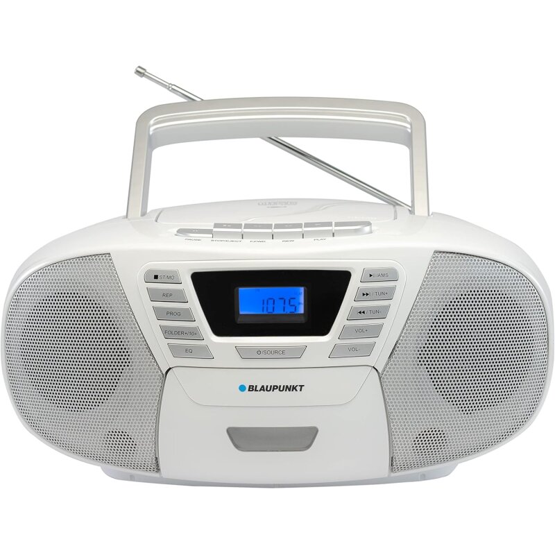 Kassettenspieler, CD/MP3, BT 4.2, USB,AUX,UKW, Weiss, Blaupunkt B120, WIE NEU
