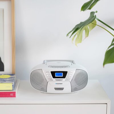 Kassettenspieler, CD/MP3, BT 4.2, USB,AUX,UKW, Weiss, Blaupunkt B120, WIE NEU
