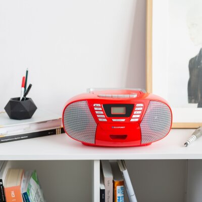 Kassettenspieler, CD/MP3, BT 4.2, USB,AUX,UKW, Rot, Blaupunkt B120, GEPRÜFT