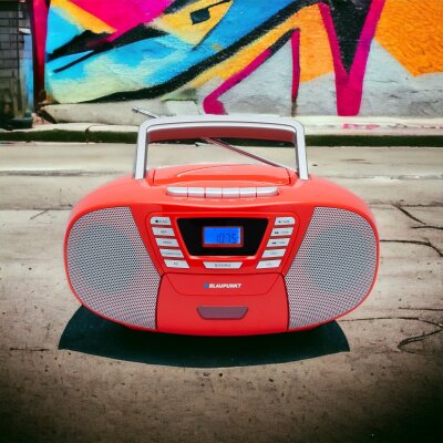 Kassettenspieler, CD/MP3, BT 4.2, USB,AUX,UKW, Rot, Blaupunkt B120, GEPRÜFT