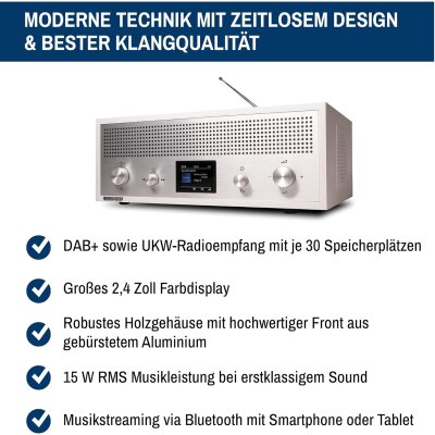 Nostalgieradio mit DAB+, Bluetooth, RXD 190 Verona, Weiß, Blaupunkt, GEPRÜFT