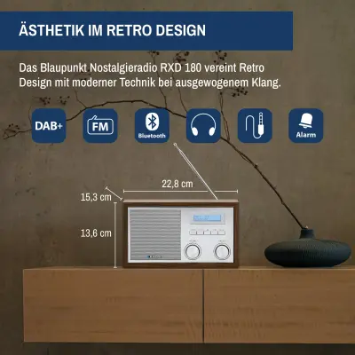 Retro-Radio mit Bluetooth,Walnuss-Optik, Nostalgie, Blaupunkt, RXD180WN, GEPRÜFT