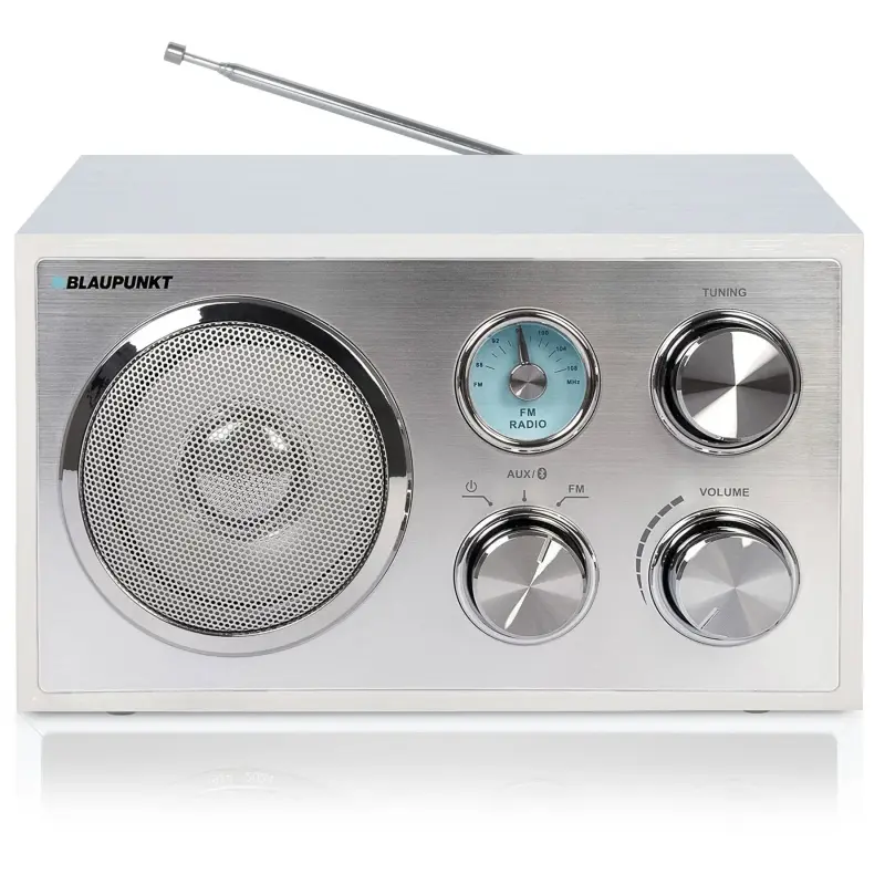Retro-Radio, Weiß-Alu, UKW,Bluetooth, AUX-IN, Blaupunkt RXN 180 WH, GEPRÜFT