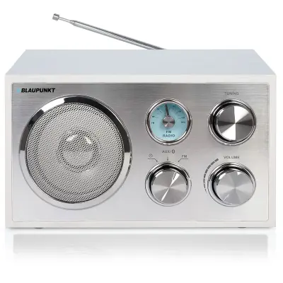Retro-Radio, Weiß-Alu, UKW,Bluetooth, AUX-IN,...