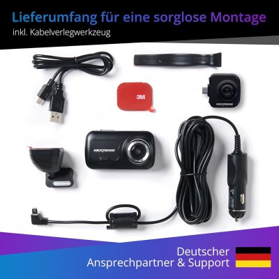1080p Front & 720p Rear Dash-Cam, 140° Blickwinkel, Parkmodus, Nextbase 222XRZSD, WIE NEU