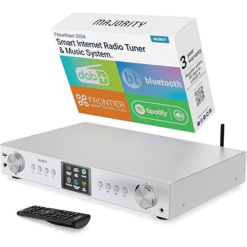 Tuner, DAB+/FM, Internet, Bluetooth, Silber Majority Fitzwilliam 2024, WIE NEU