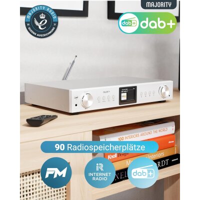 Tuner, DAB+/FM, Internet, Bluetooth, Silber Majority Fitzwilliam 2024, WIE NEU