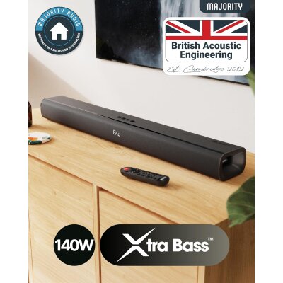 TV Soundbar mit Integriertem Sub, BT 5.0, HDMI ARC, Majority NAGA80, GEPRÜFT