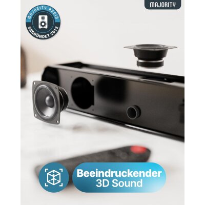TV Soundbar mit Integriertem Sub, BT 5.0, HDMI ARC, Majority NAGA80, GEPRÜFT