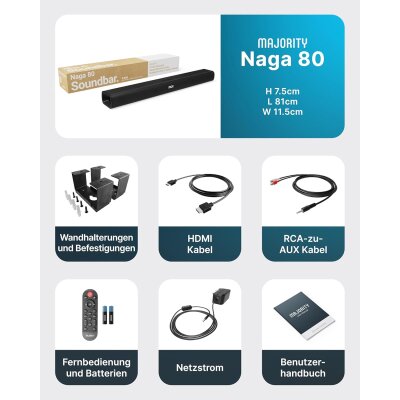 TV Soundbar mit Integriertem Sub, BT 5.0, HDMI ARC,...