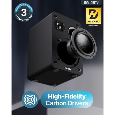Regallautsprecher passiv, 2-Wege, Carbon-Faser, Majority D70PX schwarz, WIE NEU