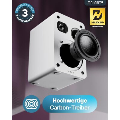 Regallautsprecher passiv, 2-Wege, Carbon-Faser, Majority D70PX weiß, GEPRÜFT