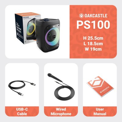 Bluetooth Karaokebox für Kinder, Licht, Mikrofon, Oakcastle PS100 WIE NEU