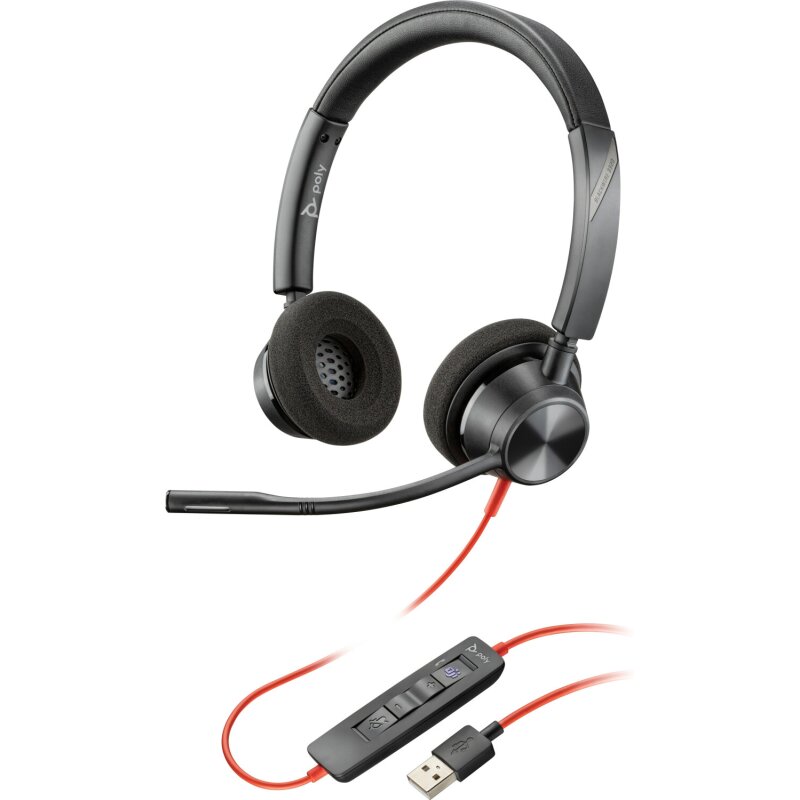 USB-Headset, Noise-Cancel, Stereo, USB-A ,Plantronics Blackwire 3320-M, WIE NEU