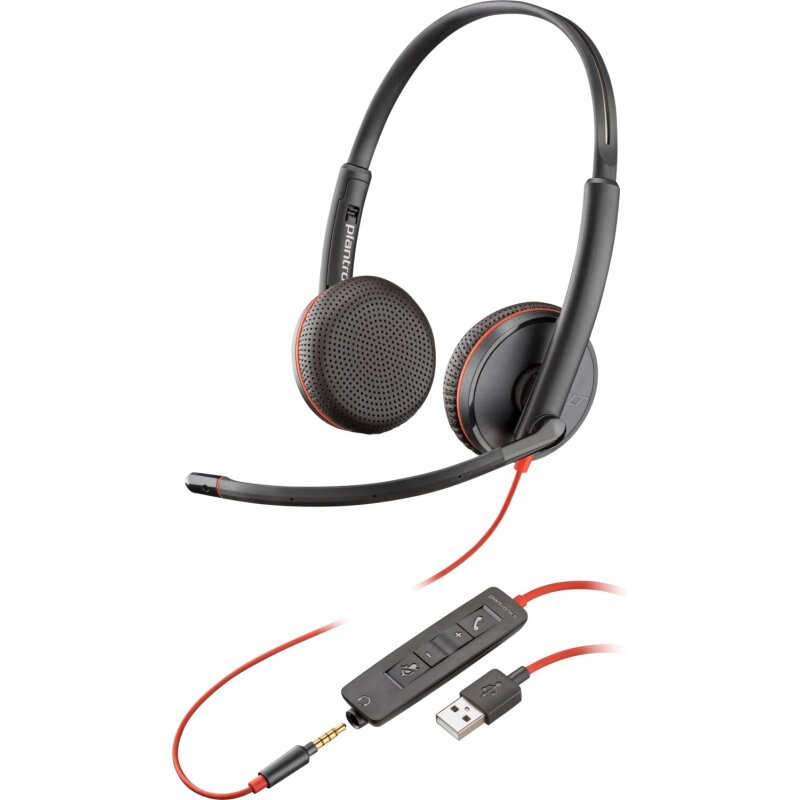 USB Headset, Noise-Cancelling Mikrofon, Plantronics Blackwire C3225, WIE NEU