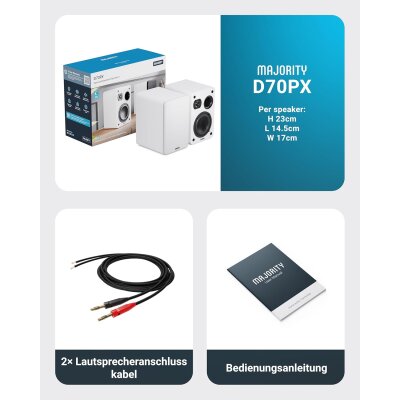 Regallautsprecher 1 Paar, weiß, Majority D70PX, passiv,2-Wege, GEPRÜFT - WIE NEU