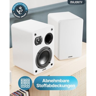 Regallautsprecher 1 Paar, weiß, Majority D70PX, passiv,2-Wege, GEPRÜFT - WIE NEU