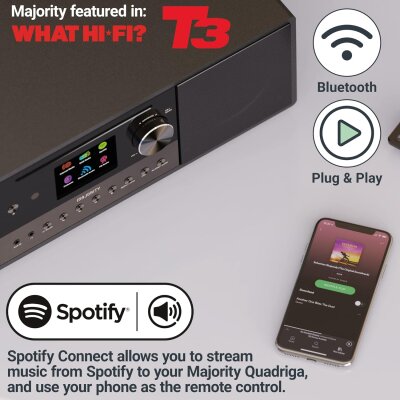 Internetradio, DAB+, CD, BT, eingebauter Subwoofer, Quadriga, schwarz, GEPRÜFT