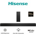 2.1 Soundbar 240 W, BT HDMI ARC DTS, Hisense HS2100, Subwoofer DEFEKT