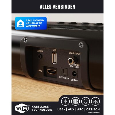 Soundbar für TV Geräte, HDMI ARC, Integ. Sub, BT, Majority NAGA60, opt. Mangel