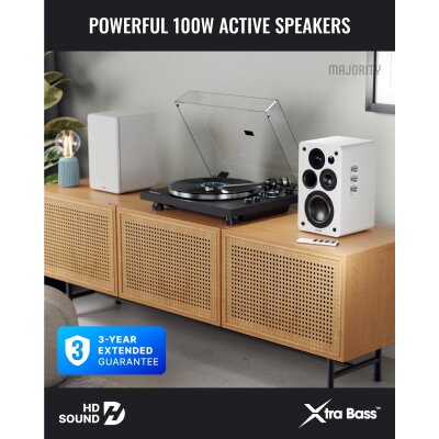 Aktiv Lautsprecher  Bluetooth HDMI Phono, Paar Majority D100X Weiß, WIE NEU